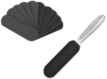 Entferner Fuß mit 20x Schleifpapier Doppelseitige Edelstahl-Hornhautfeile Fußpflege Set Hornhautraspel & Fußfeile mit Ergonomischem Griff (25cm) für Trockene/Rissige Füße