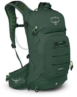 Osprey Raptor 14L Men's Mountain Biking Backpack with Hydraulics Reservoir, Tundra Green, One Size, 14l