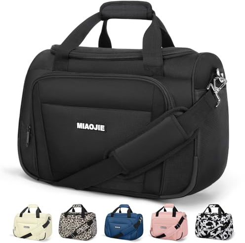 Underseat Carry On Luggage Lightweight Travel Tote Weekender Bag Overnight Duffle Bag for Travel, Travel Essentials Personal Item Travel Bag for Women and Men,Black-18Inch