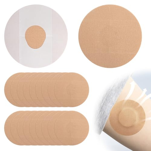 JYYWTSI 20 Pezzi Cerotti per Sensore G7, Cerotto di Fissaggio Impermeabile con Ventilazione, Rotondo 8 cm, Color Carne, Traspirante, Tenuta Forte, Centro Senza Colla, per Uso Quotidiano Sport e Doccia