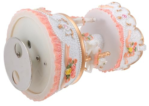 HOOTNEE Caja de Música Giratoria de Carrusel Pequeña de Resina Luces LED de Colores, Mecanismo Reforzado Tornillos, Decoración Vintage para Escritorio y Obsequio Navideño
