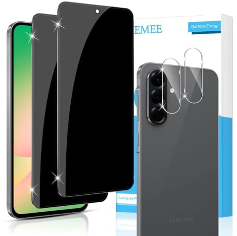 GEEMEE Privacy Vetro Temperato per Samsung Galaxy A56 5G, 2+2 Pezzi Privacy Pellicola Protettiva+ Fotocamera Protector Film, 9H Anti-Spy Anti-Graffio Senza Bolle Protezione Schermo