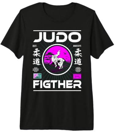 Judo Fighter avec Kanji pour Judoka T-Shirt Haut de Gamme