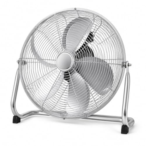 JYC CREATIVE Ventilador Industrial de Suelo 20 Pulgadas, 130 W, Ventilador Metálico con 5 Aspas de Aluminio, 3 Velocidades e Inclinación Ajustable, para Taller, Almacén, Garaje, Gimnasio y Hogar