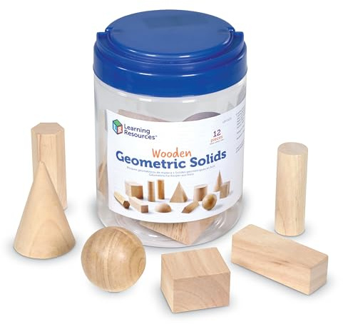 Learning Resources Geometric Solids, Wooden Shapes, Set of 12 Geometric Shapes, Ages 6+
