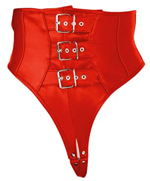 Ledapol Mieder Slip ouvert - Zuecos de piel con hebillas para mujer, color rojo, talla XL.