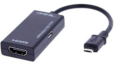 REY Adapter konverter OTG Micro USB männlich auf HDMI/Micro USB weiblich, schwarz