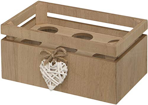 Maturi H315 Storage Geflochtene Eierbox aus Holz in Herzform für ein halbes Dutzend Eier, braun