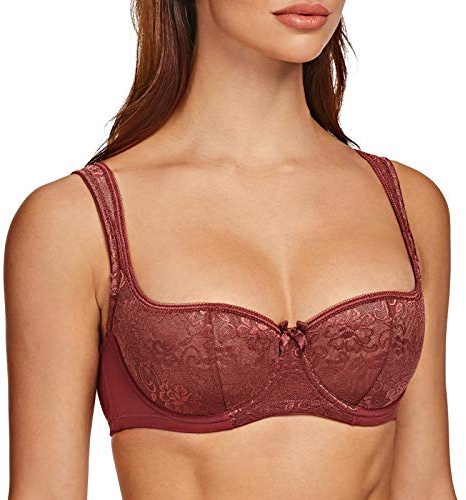 MELENECA Balconette Sexy Dentelle BH, Soutien-Gorge Femme Cabernet Rouge 90B