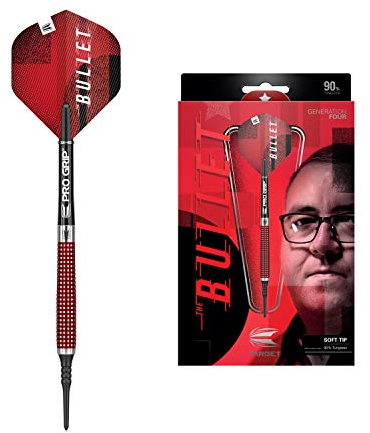 Target Darts Stephen Bunting 4. Gen. 90% Wolfram Softdarts-Set (18gr), Silber und Rot, 18 G