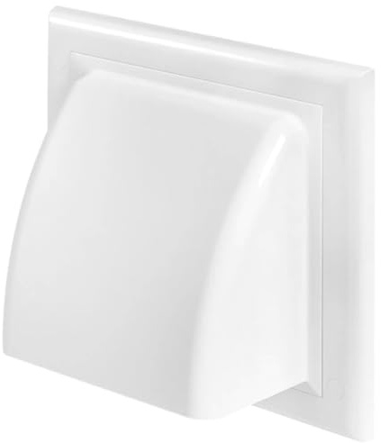 White Gravity Flap for Ø 150 mm / 6 Round Wall Outlet - Ventilation Duct Cover with Non-Return Shutters and Rear Spigot - Cowled Ducting Air Vent Grille