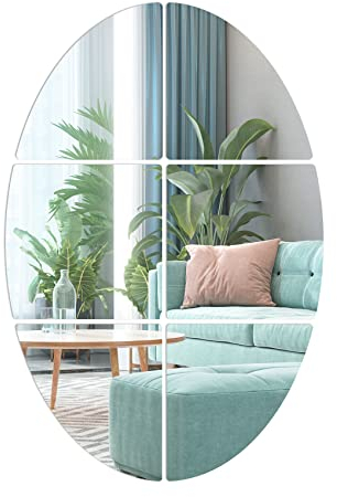 Jiayaus 6 Stück Spiegel-Wandaufkleber, Acrylspiegel Spiegel Selbstklebende, 3D Acryl Aufkleber für Kinderzimmer Schlafzimmer, Home Wohnzimmer Sofa Tv Einstellung Wand Dekoration