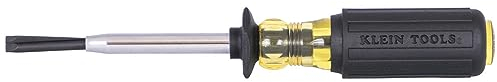 Klein Tools 6013K Destornillador ranurado de sujeción de tornillos, destornillador de cabeza plana de hoja dividida de 3/16 pulgadas, acción de agarre positivo, mango de agarre acolchado