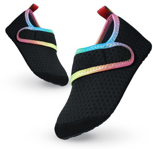 Escarpines Niño Niñas Zapatos de Agua Playa Antideslizante Secado Rápido Zapatillas de Piscina Descalzo, 1# Negro, 26-27 EU