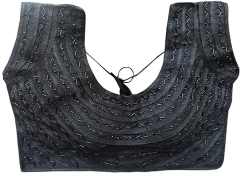 IMTRA FASHION Indian Readymade Sari Blouse Ethnic Crop Top Heavy Beaded Party Choli -Black