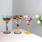 CONSTANCEY Lot de 3 verres à margarita peints à la main, collection marocaine, verrerie peinte à la main par des artistes, décoration de table de cuisine unique (ensemble B (3 pièces)