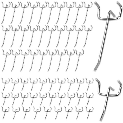 Casenly 60 Stück Lochwandhaken, 3.2mm Lochteilung Werkzeugwand Haken, Länge 10cm 5cm Lochplattenhaken, Pegboard Einfachhaken Zubehör für Supermarktregale, Werkstatt, Lagerhallen, Regal