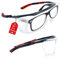 Raykce Clear Safety Glasses for Work Anti-Fog Protective Goggles Fit Over Prescription Glasses, Anti-Scratch Wrap-Around with Side Shields, for Worktop Lab Kitchen Construction Outdoor Cycling(Red)
