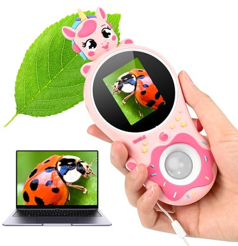 Vankarr Digitales Mikroskop, 500X Handy-Mikroskop mit 2,0 IPS-Bildschirm, Tragbares Taschenmikroskop, Bildungsgeschenk, rosa