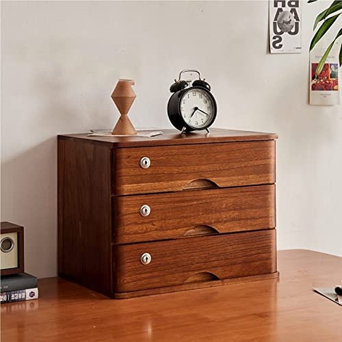 Générique Armoire à Bijoux, Armoire de Bureau verrouillable en Bois avec tiroirs, Armoire de Rangement à 4 Niveaux pour Fournitures de Bureau et dossiers