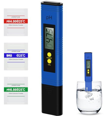 PH Mètre Numérique, PH Testeur 0-14 PH 0.01 Haute Précision Testeur, PH Piscine Testeur avec Fonction D'étalonnage Automatique, Testeur pH Mètre pour l'eau Potable, Aquariums, Piscines