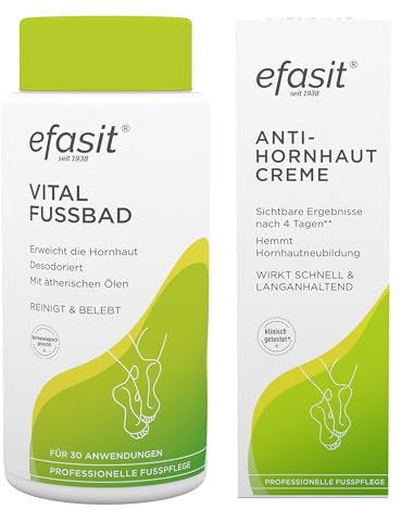 efasit Set per calli – Base per la cura dei piedi con efasit Vital come additivo per il bagno di base per calli e crema anti-cornea efasit con complesso acido; 400 g e 75 ml