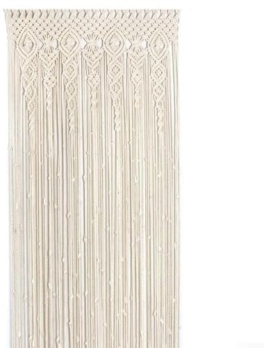 HOHOVYVY Cortina tejida a mano para puerta de macramé, decoración de pared para boda, ventana, puerta, 90 x 180 cm, beige (90 x 200 cm)