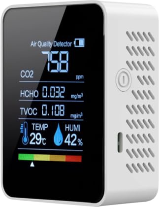 Detector de Calidad 'Aire – Monitor, Sensor de gass | Medición de Seguridad Interior portátil para el dióxido de Carbono Dormitorio para el hogar Pruebas de ensayos de Ambiente crescer