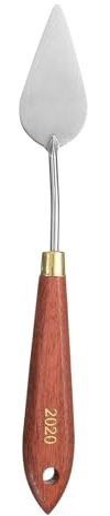 QUARKZMAN Coltello Da Pittura A Forma Di Lacrima In Acciaio Inossidabile 2.36 x 1.18 Lunghezza Totale 8.27 Spatola Da Pittura Con Manico In Legno Di Faggio E Foro, Rosso/Argento
