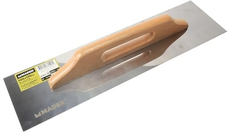 Llana pedrero - lisa, inox, mide 500x130mm, ideal para acabados en cemento y yeso, proporciona un acabado suave y uniforme.