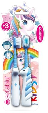 Set di Spazzolini da Denti per Bambini, Unicorno Magico, 3+ Anni, Colore Blu e Bianco