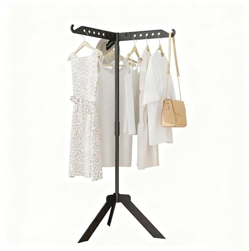 AISIR Tendedero Plegables con 3 Alas, 360° Rotación Tenderetes de Ropa y Altura, Válido para Interior y Exterior -Negro