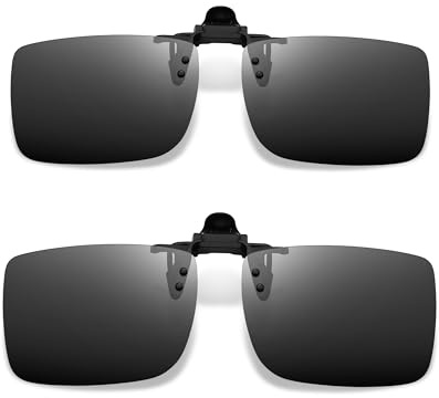 Joopin 2 Paires Lunettes de Soleil Polarisées à Clipser Homme Femme, Ultra léger Surluenttes de Soleil Protection UV400(Noir)
