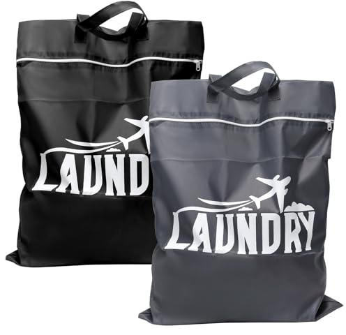 2 bolsas de lavandería de viaje con cremallera, bolsas reutilizables para ropa sucia 58 × 46 cm, organizador de lavandería para fitness, viajes, camping y hogar