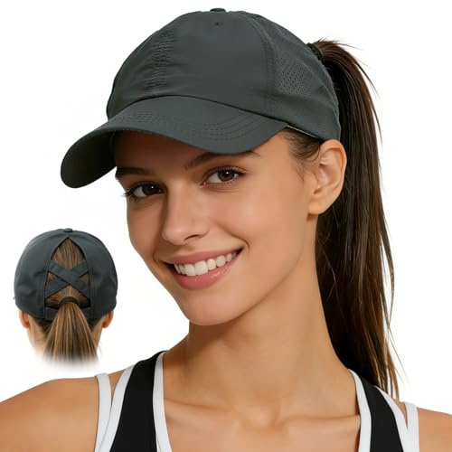 dellyy Gorra de Béisbol Mujer Cola de Caballo, Verano Ajustable Malla Sombrero Transpirable, Gorra Deporte Secado Rápido, para Deportes al Aire Libre
