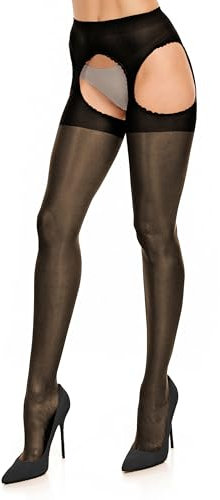 GLAMORY Damen Glamory Plaisir Ouvert Strapsstrümpfe, Schwarz, L EU