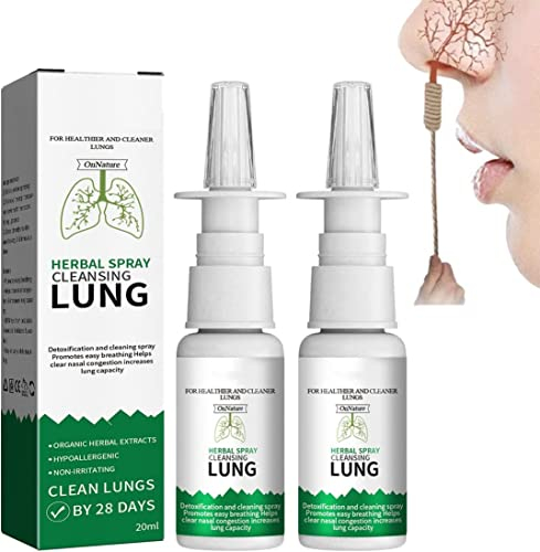 OnNature Organic Herbal Polung Cleanse & Repair Spray nasale PRO, Spray per la pulizia dei polmoni alle erbe, Detox polmonare a base di erbe per fumatori Cancella congestione nasale (2 pezzi)