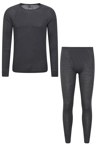 Mountain Warehouse Merino Mens Thermal Top & Pant Set Dark Gre XXS