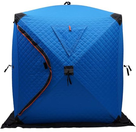 czyuRachel Tienda de campaña de pesca independiente, 210d Ice Lake Fishing Shelter Refugio Portátil Tienda de Pesca de Hielo con Tres Capas Aislamiento de Algodón, 1-2 Personas Tienda de Pesca de