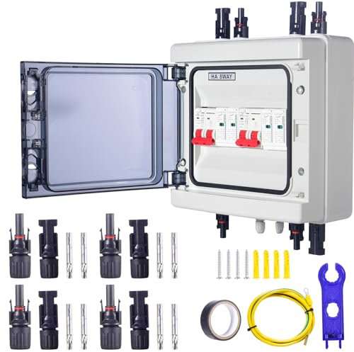 HENYEER Überspannungsschutz PV, DC 40 A/1000 V Trennschalter, Blitzschutzschalter (2 in 2 Out), Solar-PV-Anschlussbox, IP65 wasserdicht