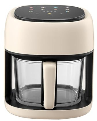 Freidora de aire de gran capacidad para el hogar de 4,5 l, freidora de aire biliar interna de vidrio visible, freidora eléctrica multifuncional, potencia de 1350 W, control de temperatura y canasta