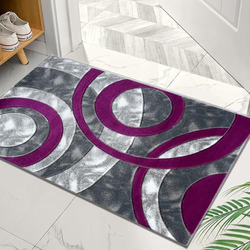 Cozy Haven Ecliptic Door Mat - Non-Slip Washable Doormat, Suitable for Indoor/Outdoor Use, Heavy Duty Dirt Trapper and Water Absorbent – (Purple, 50x80 cm)