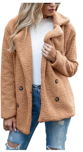 Veste En Sherpa Slim Sweat Femme Avec Poches Manteau Mouton Hiver Printemps Été Doudoune Chaude Peau Retournée Coton Pas Cher Camel XL