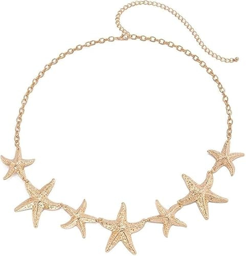 TELAIN Cadena De Barriga Dorada Con Un Diseño Único De Estrella De Mar, Cinturón De Moda Para Mujeres Con Un Look Vintage, Ideal Para Atuendos De Verano Y Fiestas En La Playa