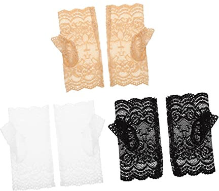 DEARMAMY 3 Paar Sonnenschutzhandschuhe Fingerlose Handschuhe Für Damen UV Sonnenhandschuhe Wasserdichte Mtb Handschuhe Fahrhandschuhe Sporthandschuhe Reithandschuhe Tee