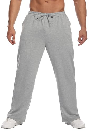 PINSPARK Pantalon De Jogging Long Homme en Coton Jambe Large Lounge GrisXXL