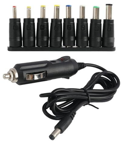 EuAcesry Chargeur de Voiture Universel DC, Allume Cigare vers DC 12V, Cordon d'alimentation Câble 5.5x2.1mm Cigare avec 8 connecteurs pour Lecteur DVD,GPS,Haut-parleurs,étiqueteuse,Caméra