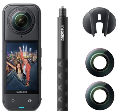 Insta360 X5 Pack de Remplacement d'objectifs - caméra d'action 360° 8K étanche, Basse lumière de Pointe, Perche à Selfie Invisible, objectifs Robustes et remplaçables, 3h d'autonomie