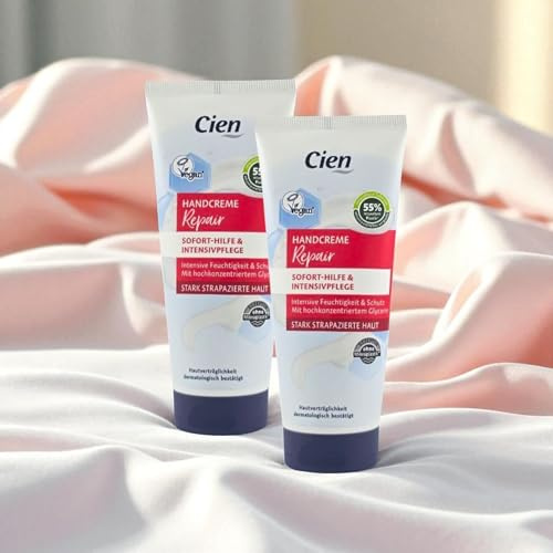 Handcreme Repair von Cien | Intensive Sofort-Hilfe für sehr trockene & strapazierte Hände | Handkonzentrat mit hochkonzentriertem Glycerin | Schützt & pflegt | Vegan | 100ml (2 er pack)