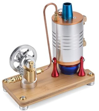 TechSpieler Modèle de machine à vapeur, moteur vertical rétro tout en métal avec base en alliage d'aluminium, chaudière et lampe à alcool, kit de modélisation, cadeau pour adultes